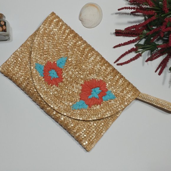 Handbags - Emporio Enzo Straw Clutch/Wristlet